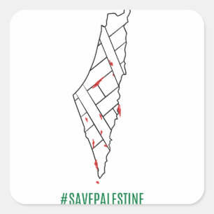 Save Palestine bleeding map - Freedom for Palestin Square Sticker