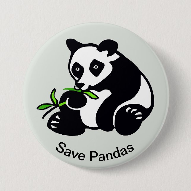 Save PANDAS - Endangered animal graphic - Green Button (Front)
