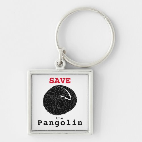 Save Pangolin black and white slogan Keychain
