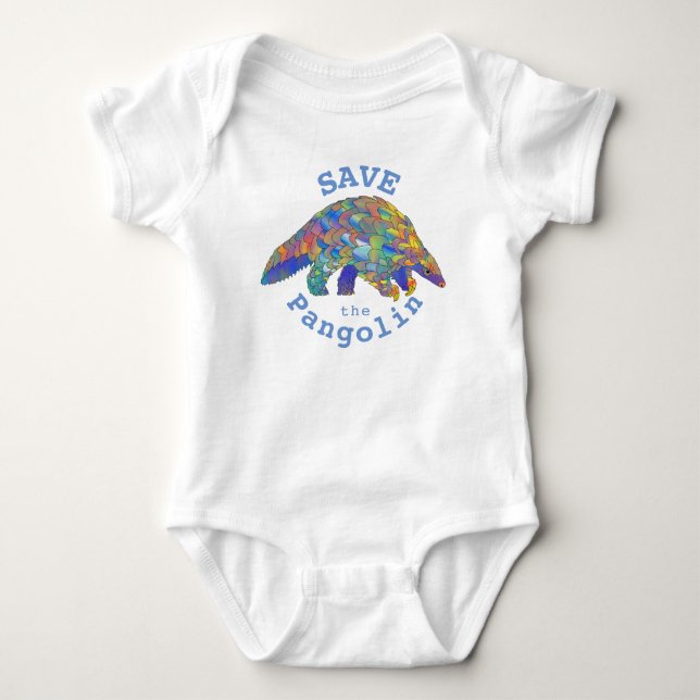 Save Pangolin Colorful Endangered Animal Wildlife Baby Bodysuit (Front)