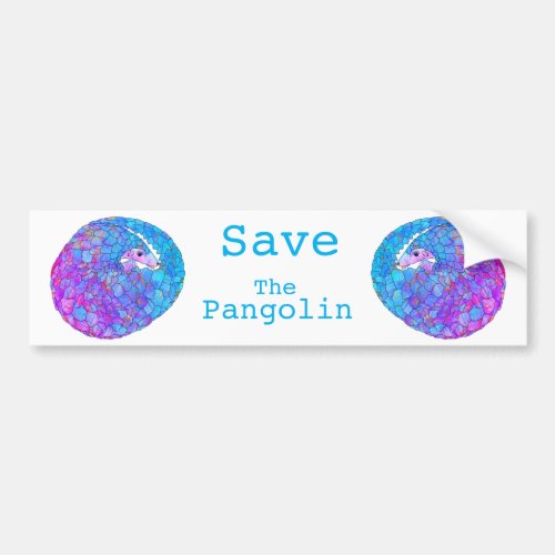 Save Pangolin Endangered Animal Psychedelic Art Bumper Sticker