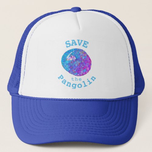 Save Pangolin Endangered Psychedelic Animal Art Trucker Hat