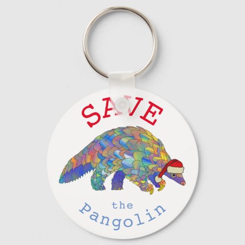 Save Pangolin Festive Animal Rights Colourful Xmas Keychain