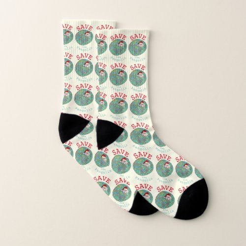 Save Pangolin Festive Animal Rights Green Activism Socks