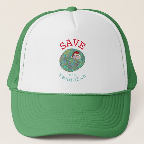 Save Pangolin Festive Animal Rights Green Xmas Art Trucker Hat
