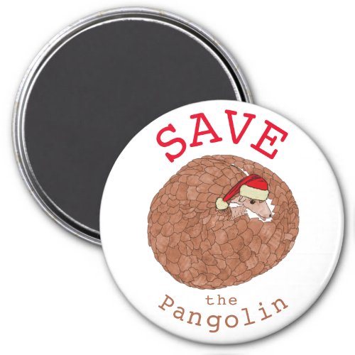 Save Pangolins Cute Santa Magnet