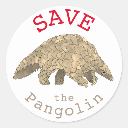 Save Pangolins Endangered Animal Rights Activism  Classic Round Sticker
