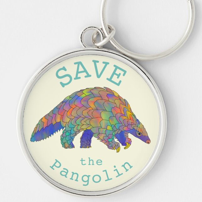 Save Pangolins Endangered Animal Rights Activism   Keychain (Front)