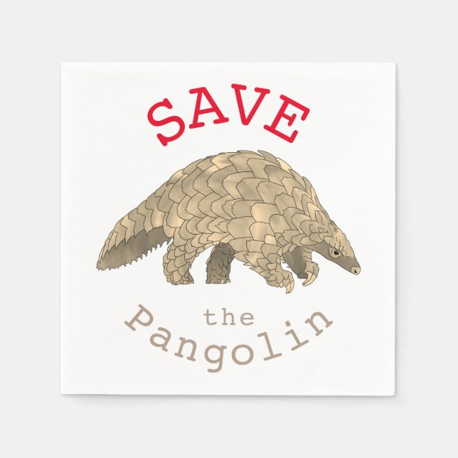Save Pangolins Endangered Animal Rights Activism Napkins (Front)
