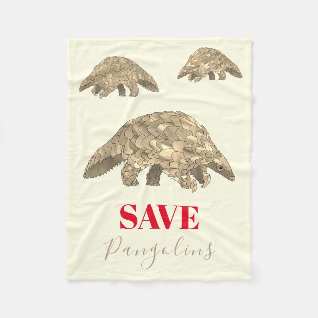 Save Pangolins  Fleece Blanket (Front)