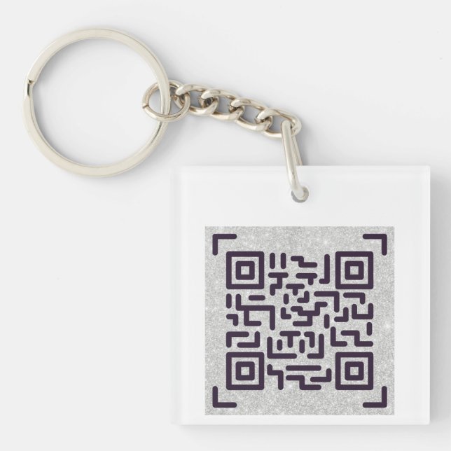 Save Paper with this QR CODE Business Card White Keychain (Front)