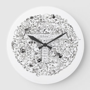 Save Planet Earth Animals Trees Rights Drawing Art Large Clock