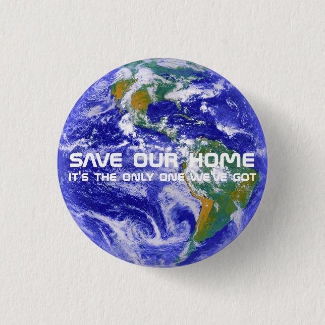 Save Planet Earth planet photograph Button (Front)