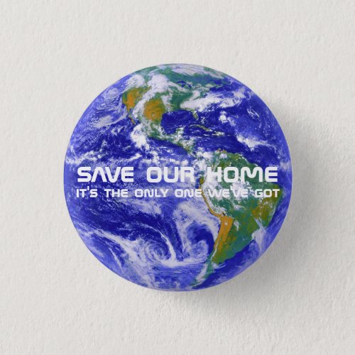 Save Planet Earth planet photograph Button