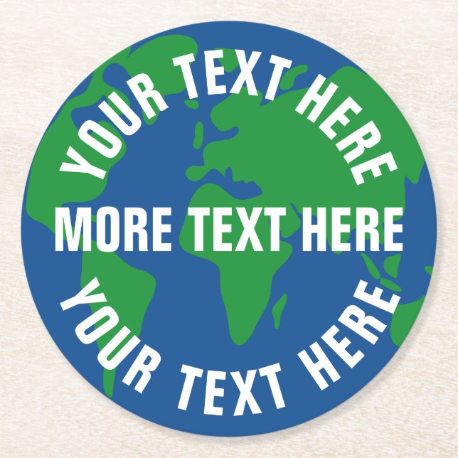 Save planet earth world map custom drink coasters (Front)