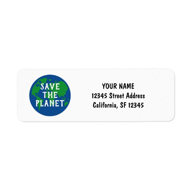 Save planet earth world map globe logo custom label (Front)