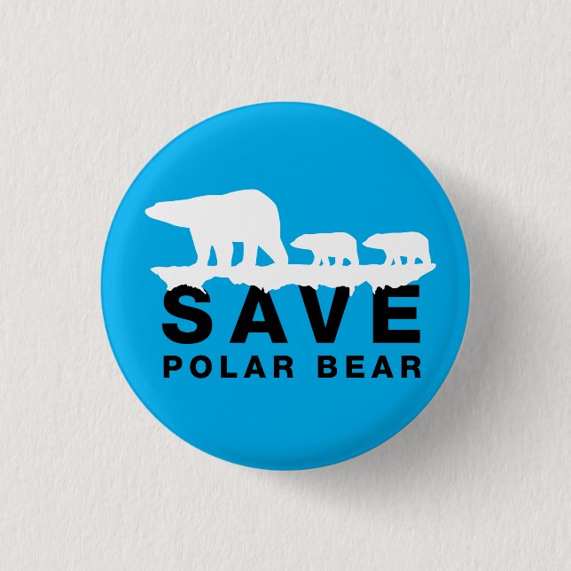 Save Polar Bear Pinback Button (Front)