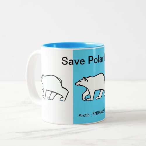 Save Polar BEARS _ Endangered animal _ Arctic blue Two_Tone Coffee Mug