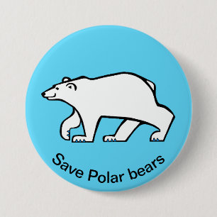 Save Polar BEARS- Endangered animal graphic - blue Button