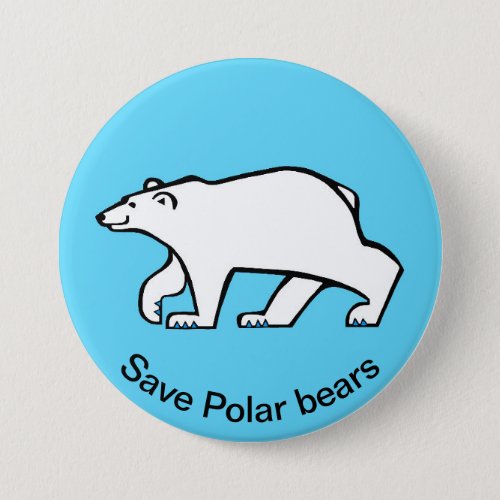 Save Polar BEARS _ Endangered animal _ Ice blue Button