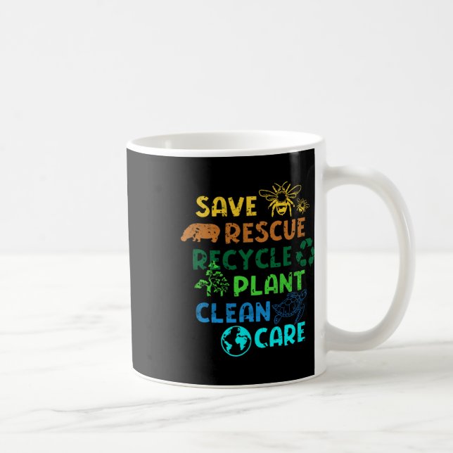 Save Rescue Recycle Planet Climate Change Funny Ea Coffee Mug (Right)