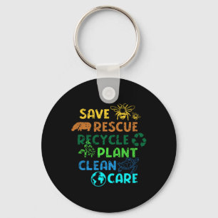 Save Rescue Recycle Planet Climate Change Funny Ea Keychain