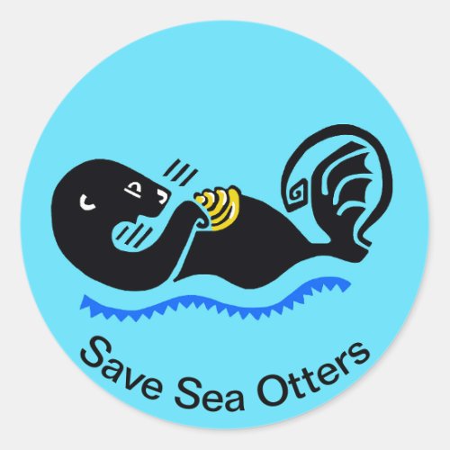 Save Sea OTTERS  _ Nature _  Wildlife _ Blue  Classic Round Sticker