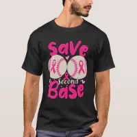 Caterpillar Save Second 2nd Base Funny Baseball Breast Cancer Awareness T- shirt in Black