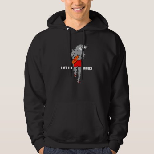 Save Sharks Funny Lifeguard Cartoon Beach Design Hoodie