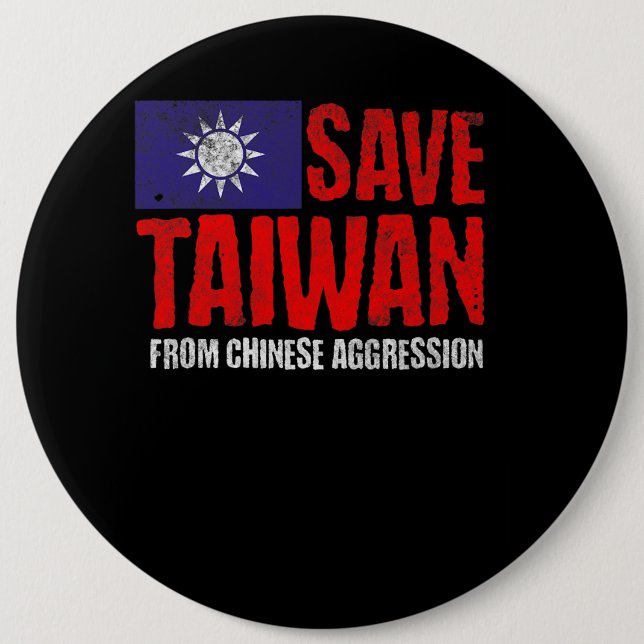 Save Taiwan Anti War Pro Peace Taiwan Flag Button (Front)
