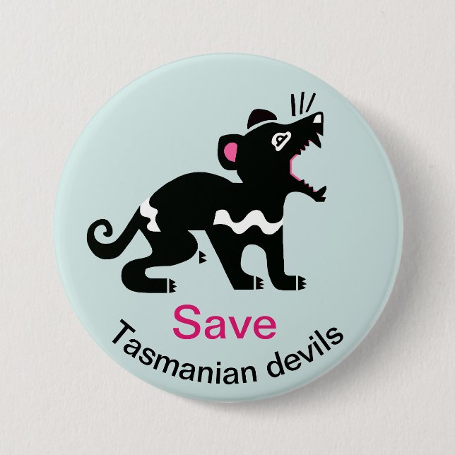 Save Tasmanian devils - Endangered animal graphic  Button (Front)