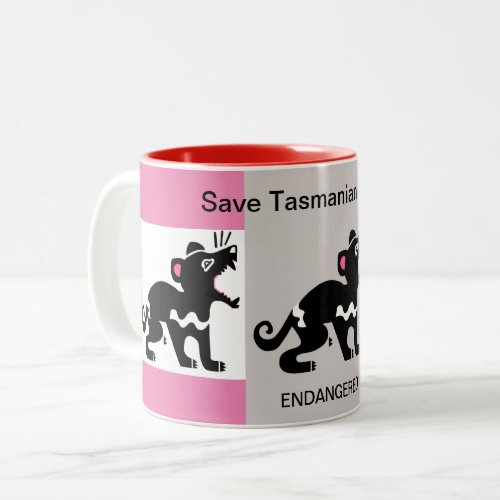  Save Tasmanian devils _ Endangered Australia Two_Tone Coffee Mug