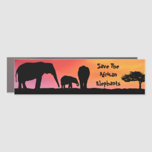 Save The African Elephants Car Magnet