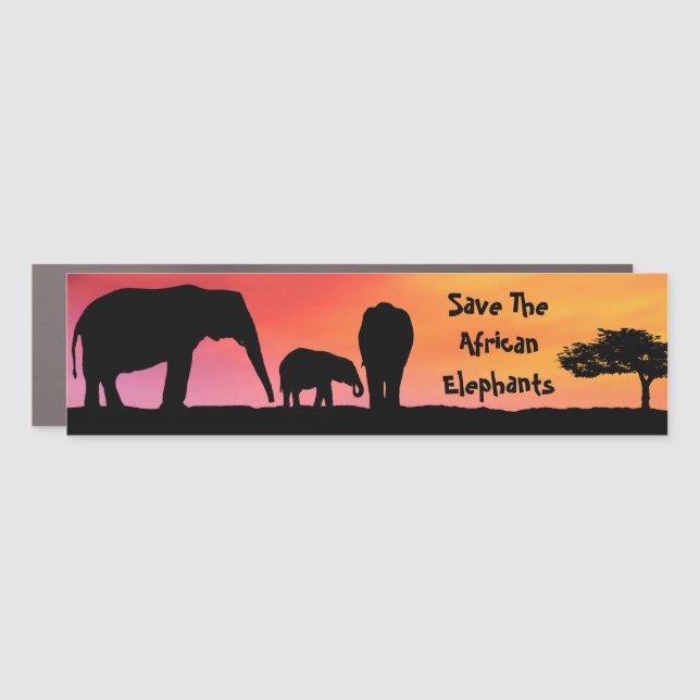 Save The African Elephants Car Magnet (Front)
