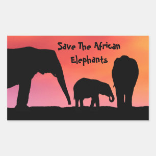 Save The African Elephants Rectangular Sticker