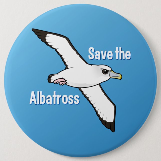 Save the Albatross (flight) Pinback Button (Front)