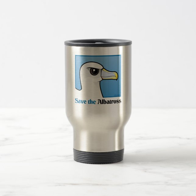 Save the Albatross (portrait) Travel Mug (Center)