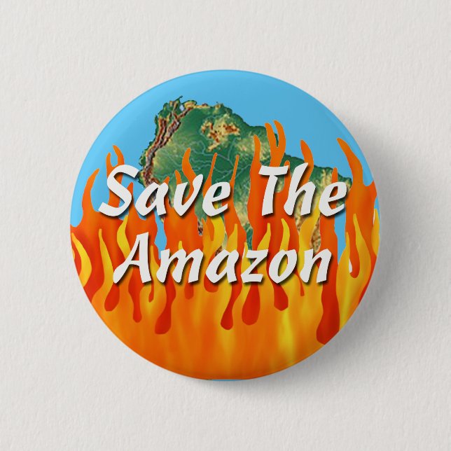 Save The Amazon Button (Front)