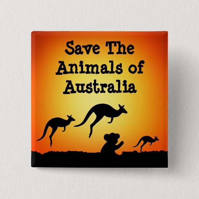 Save The Animals of Australia Button (Front)