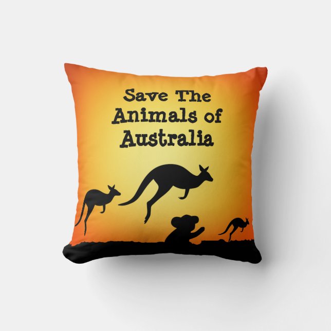 Save The Animals of Australia Throw Pillow (Front)