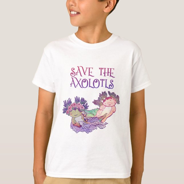 Save the Axolotls,Axolotl,Salamander T-Shirt (Front)