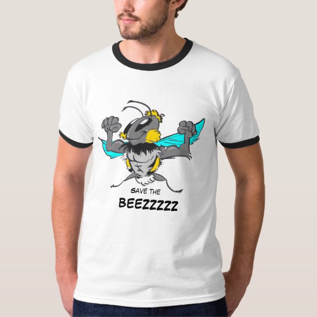 Save the Bee Strong Bumble Bee Cartoon T-shirt (Front)