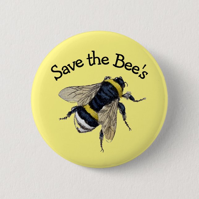 Save the bees, activism, button (Front)
