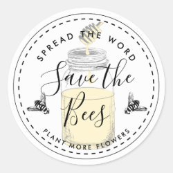 Save the bees add your own quote classic round sticker