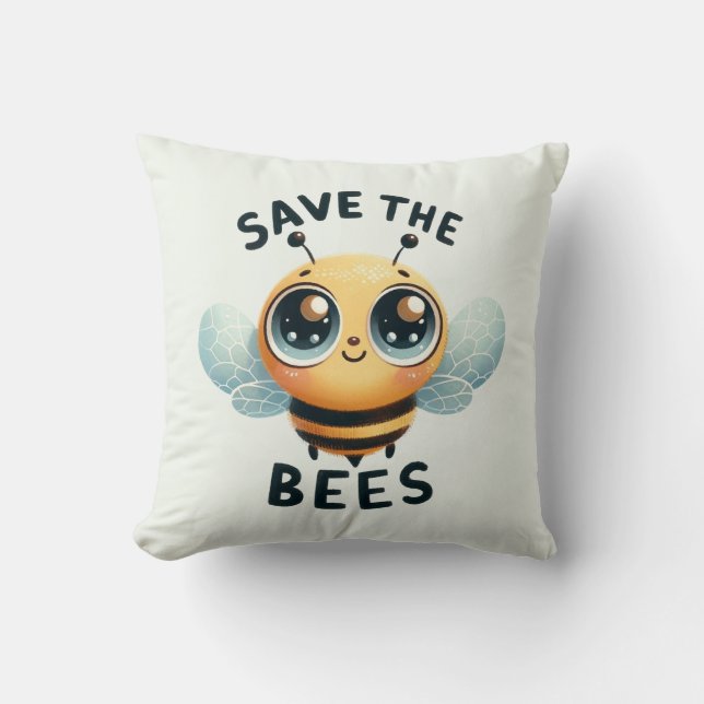 Save the Bees - Adorable Bee Cushion  (Front)