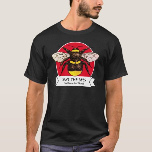 Save the Bees and Save the Planet Retro Bumblebee T_Shirt