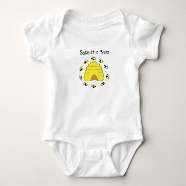 Save the Bees Baby Girl One Piece Infant Outfit Bodysuit (Front)