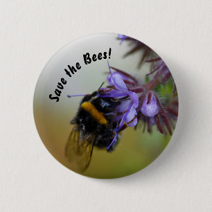 "Save the Bees!" Badge Button