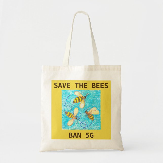 Save the Bees, Ban 5G tote (Front)