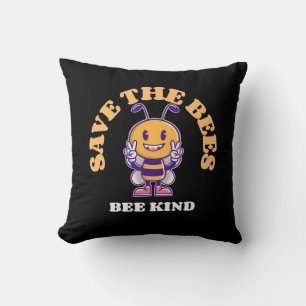 Save The Bees Be Kind Throw Pillow